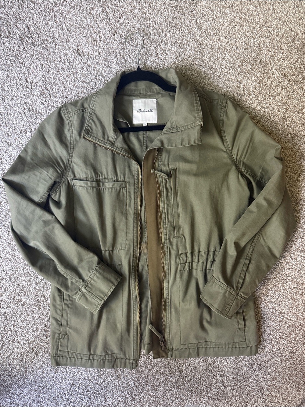 Madewell Womens Olive Green "Fleet Jacket" Full Zip Military Surplus Size M